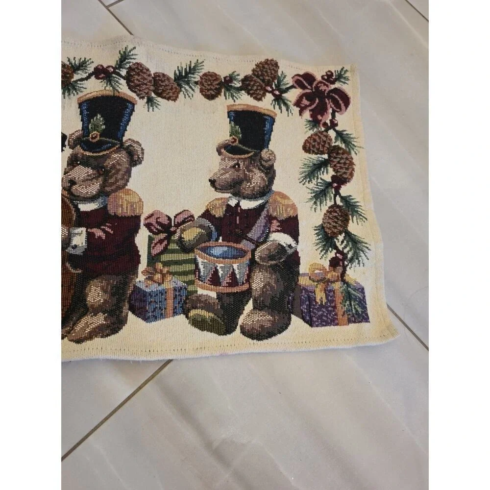 Tapestry Christmas Bears Table Runner 60